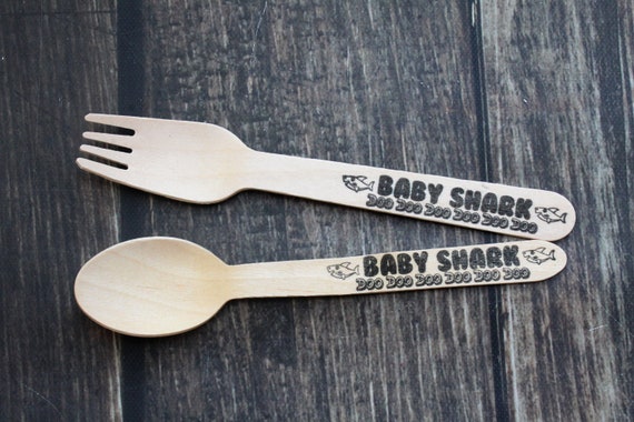 Baby Shark Inspired Silverware, Kid's Party, Birthday, Baby Shower, Shark, Cutlery, Forks, Spoons, Knives, Favors, Decoration, Party Supply Il_570xn