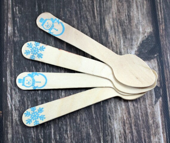 12- ICECREAM SPOONS -Snowman & Snowflakes , Winter Wonderland, Frozen, Cutlery, Christmas, Holidays, Christmas favors Decor, Snowman Il_570xn