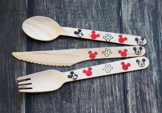 Classic Mickey Mouse Hand Stamped Forked, Spoons, Knives, Silverware, Utensils, Clubhouse, Two Toodles, Birthday Party, Baby Shower, Disney Il_570xn