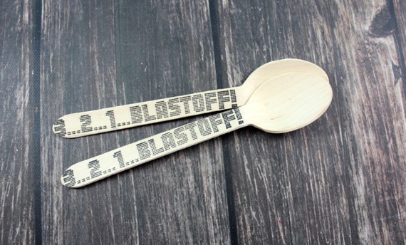 3,2,1, Blast Off, Space Countdown, Space Party, Astronaut, Octonauts, 12 Hand Stamped Wooden Forks Spoons Knives Utensils Silverware Il_570xn