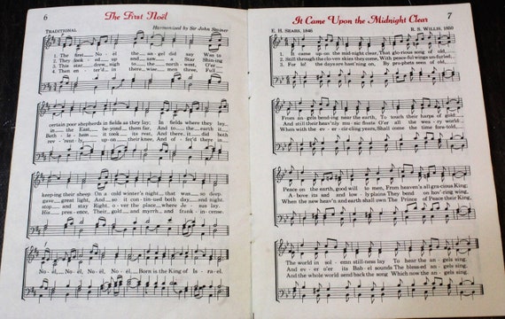 Vintage Christmas Carol Song Book, Sheet Music, Christmas Ephemera, Vintage Christmas,Mixed Media Collage supplies Il_570xn