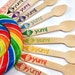 25 Yummy Ice Cream SMALL wooden cupcake/ ice cream spoons, taster spoons, wooden silverware, cutlery,kids party, cupcakes, baking, rainbow