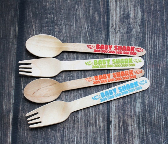 Baby Shark Inspired Silverware, Kid's Party, Birthday, Baby Shower, Shark, Cutlery, Forks, Spoons, Knives, Favors, Decoration, Party Supply Il_570xn