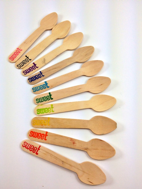 25 Sweet SMALL Wooden Cupcake/ Ice cream Spoons Custom Etsy
