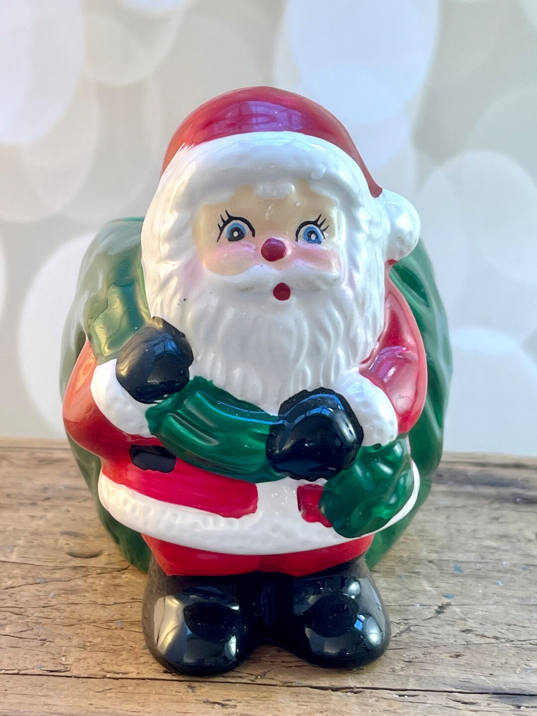 Vintage Santa Candle Holder 1980s Christmas Vintage Etsy