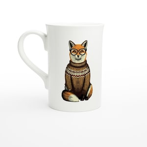 Cosy Fox Porcelain Mug – 10oz Vintage-Style Animal Cup | Cute Woodland Tea Mug for Nature Lovers