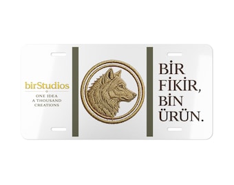 Targa con emblema del lupo / testo turco 'Bir Fikir, Bin Ürün' - birStudios Desings Center. -
