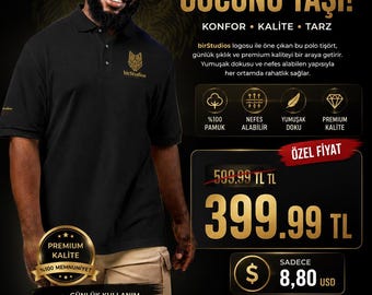 Gold Lion Crest Polo Shirt | Embroidered Chest Logo