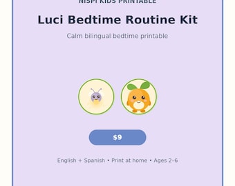 Rutina bilingüe para la hora de dormir (imprimible en inglés y español) para niños pequeños en PDF / Kit de relajación para niños Luci