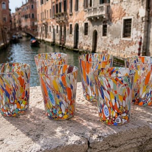 Ensemble de 6 verres de Murano, série IDA Multicolore