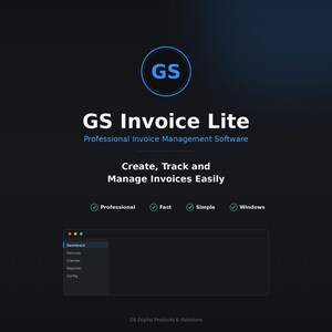 GS Invoice Lite | Professional Invoice Software for Windows | Invoice Tracker | Customer Management | Small Business