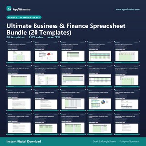 Ultimate Spreadsheet Bundle (30 Templates) — Business, Finance & Life | Excel and Google Sheets Bundle | Instant Download