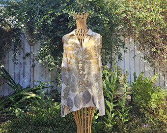 Upcycled J. Jill Linen Eco-Printed Tunic