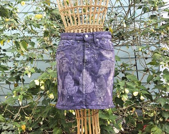 Upcycled Eco-printed Calvin Klein Jean Denim Skirt