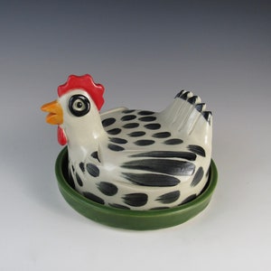 Discounted Butter dish - Butter Dish European Size with Lid and Handle - french butter dish - ready to ship - ceramic