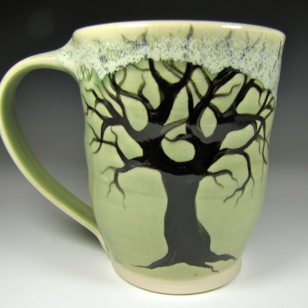 stoneware pottery mugs, tree mug large mug ceramic mug, mugs, green mugs, handmade mugs, cups, cup, coffee mugs, coffee cup, tea cups