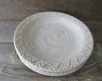 salad plates - dinnerware - dish sets - ceramic plates - rustic plates - pottery plates - plate sets - white plates - wedding