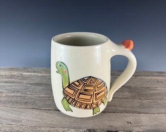 Turtle mug - handmade mug - pottery mug