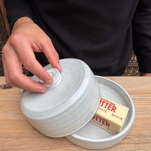 butter dish - Butter Dish European Size with Lid and Handle - french butter dish - ready to ship - ceramic
