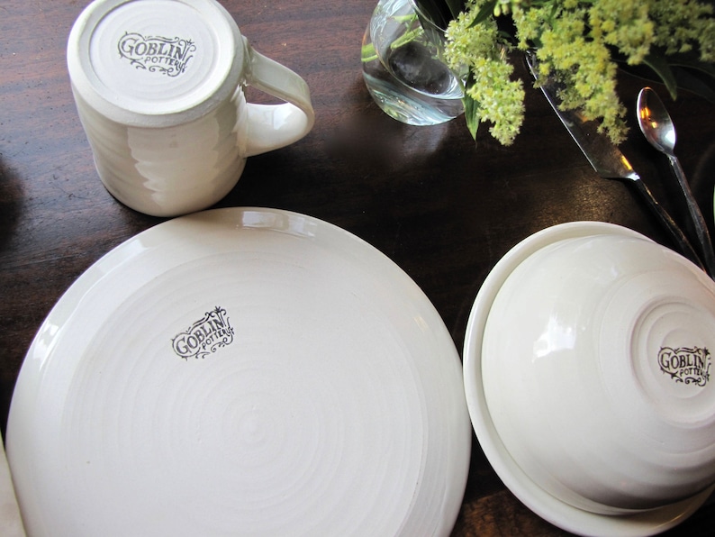 Dinnerware sets place setting dinner ware pottery plates bowls mugs dishes wedding registry handcrafted ceramic dinnerwares