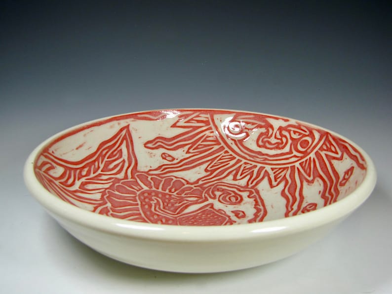 red dinnerwares pottery bowls pasta bowls hostess gift cat bowl soup bowl Ceramic Salad Bowls