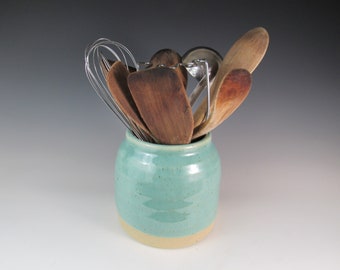 utensil holder - Utensil crock - handmade pottery - spoon holder - kitchen storage - minimalist - simple - ceramic