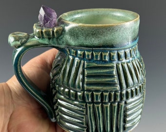 crystal mug - handmade mug - pottery mug