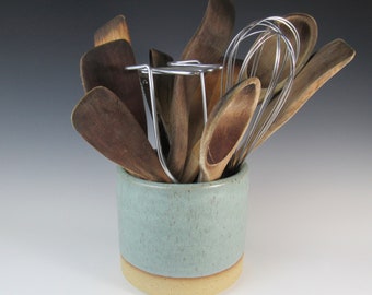 utensil holder - handmade pottery - spoon holder - kitchen storage - minimalist - simple - ceramic