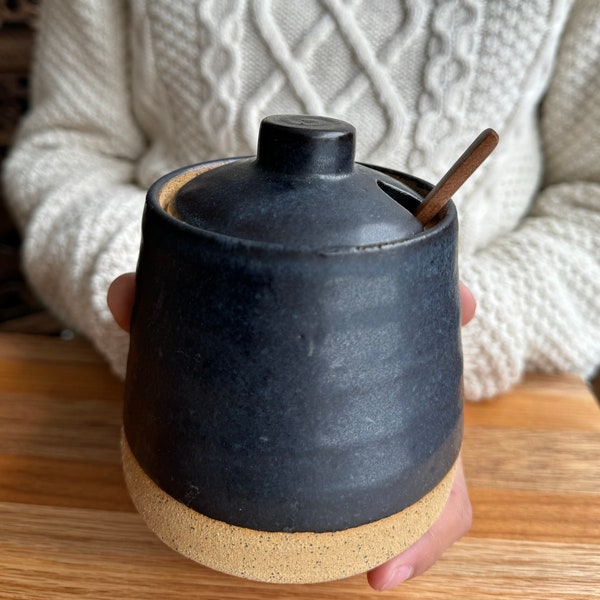 Honey Pot -pottery Honey Jar -Honey -sugar bowl -Ceramic Honey Jar - turqouise Honey Jar -HoneyPot - Honey Pot -InStock