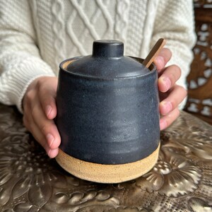 Honey Pot pottery Honey Jar Honey sugar bowl Ceramic Honey Jar turqouise Honey Jar HoneyPot Honey Pot InStock image 6