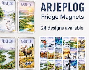 Magnete da frigo da collezione Arjeplog, souvenir della Lapponia svedese, magnete con animali selvatici della Svezia settentrionale, scegli il tuo design