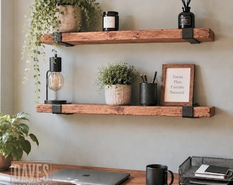 Reclaimed Scaffold Board Shelf | Rustic Handmade Wooden Wall Shelf | Industrial Brackets Included