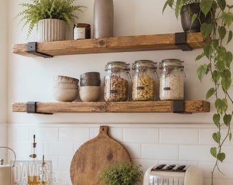 Handmade Reclaimed Scaffold Board Shelf | Rustic Industrial Bedroom Wall Storage | Daves Hardwood