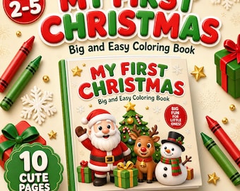 My First Christmas Coloring Book for Toddlers | Big Bold Holiday Pages (PDF Download)