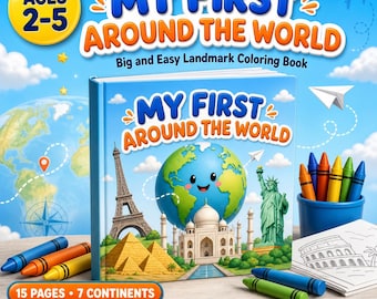 My First Around the World Coloring Book | 15 Landmark Pages (PDF Download)