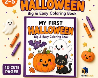 My First Halloween Coloring Book, 10 Simple Pages for Toddlers (PDF Download)