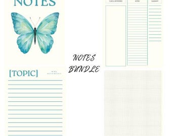 Sjabloon voor digitaal notitieboek met vlinders | GoodNotes-dagboek, studieplannerpagina's, PDF-download voor iPad