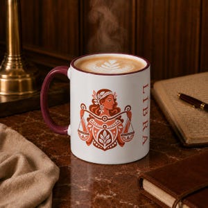 Libra Zodiac Mug | Terracotta Ceramic Coffee Cup | Ancient Greek Inspired Art