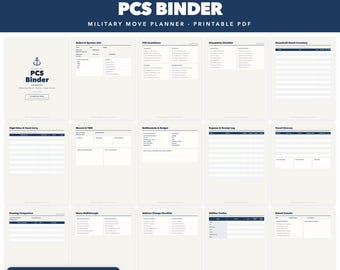Navy PCS Binder Printable | Military Move Planner & Checklist | Moving Binder, HHG Inventory, Entitlements | 22 Pages | US Letter A4