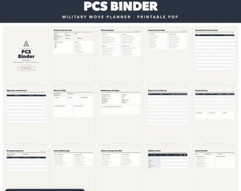 Utskrivbar Space Force PCS-pärm | Militär flyttplanerare och checklista | Flyttpärm, HHG-inventering, rättigheter | 22 sidor | US Letter A4