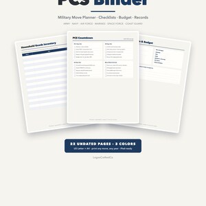 PCS Binder Printable | Military Move Planner & Checklist | Moving Binder, HHG Inventory, Entitlements | 22 Pages, 3 Colors | US Letter A4 image 5
