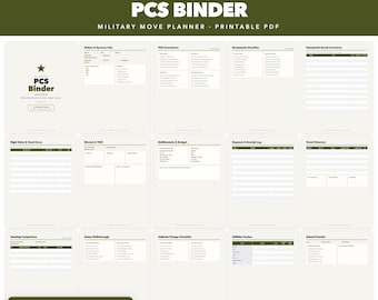Army PCS Binder Printable | Military Move Planner & Checklist | Moving Binder, HHG Inventory, Entitlements | 22 Pages | US Letter A4