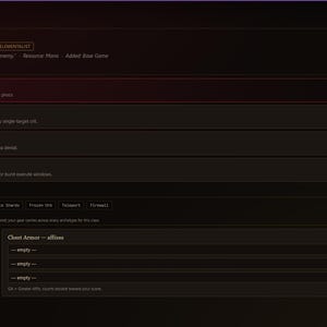 May include: A dark-themed digital interface titled Sanctuary Codex displaying a Sorcerer build planner. The screen features class selection, build options like Chain Lightning Orb, signature skills, and an empty chest armor affix configuration panel.