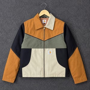 Carhartt Reworked Patched Jacket Men's Long Sleeve Collar Full Zip