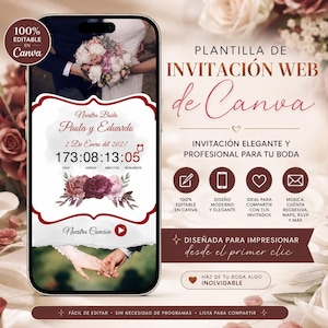 W 100% edytowalny szablon strony internetowej ślubu z muzyką i RSVP / Edytowalna strona internetowa w Canva