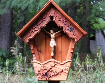 Small Alpine Wayside Shrine, Garden Crucifix Shrine