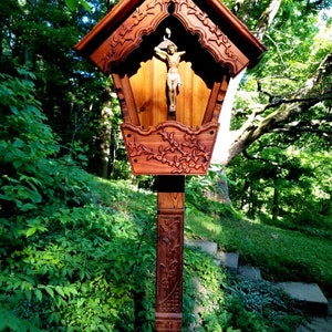 Small Alpine Wayside Shrine, Garden Crucifix Shrine image 9