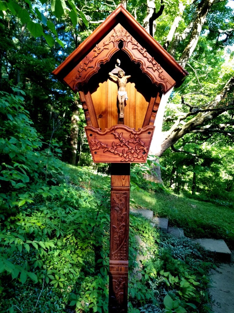 Small Alpine Wayside Shrine, Garden Crucifix Shrine image 9