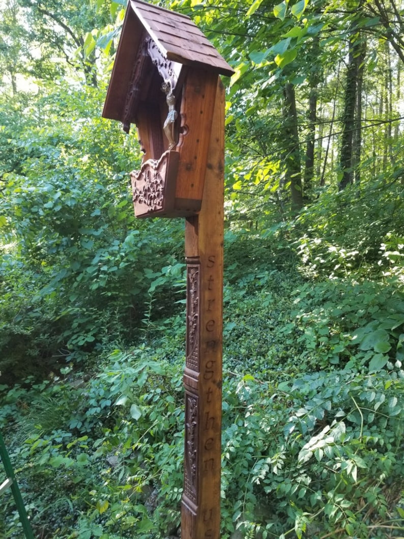 Small Alpine Wayside Shrine, Garden Crucifix Shrine image 8