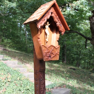 Small Alpine Wayside Shrine, Garden Crucifix Shrine image 4